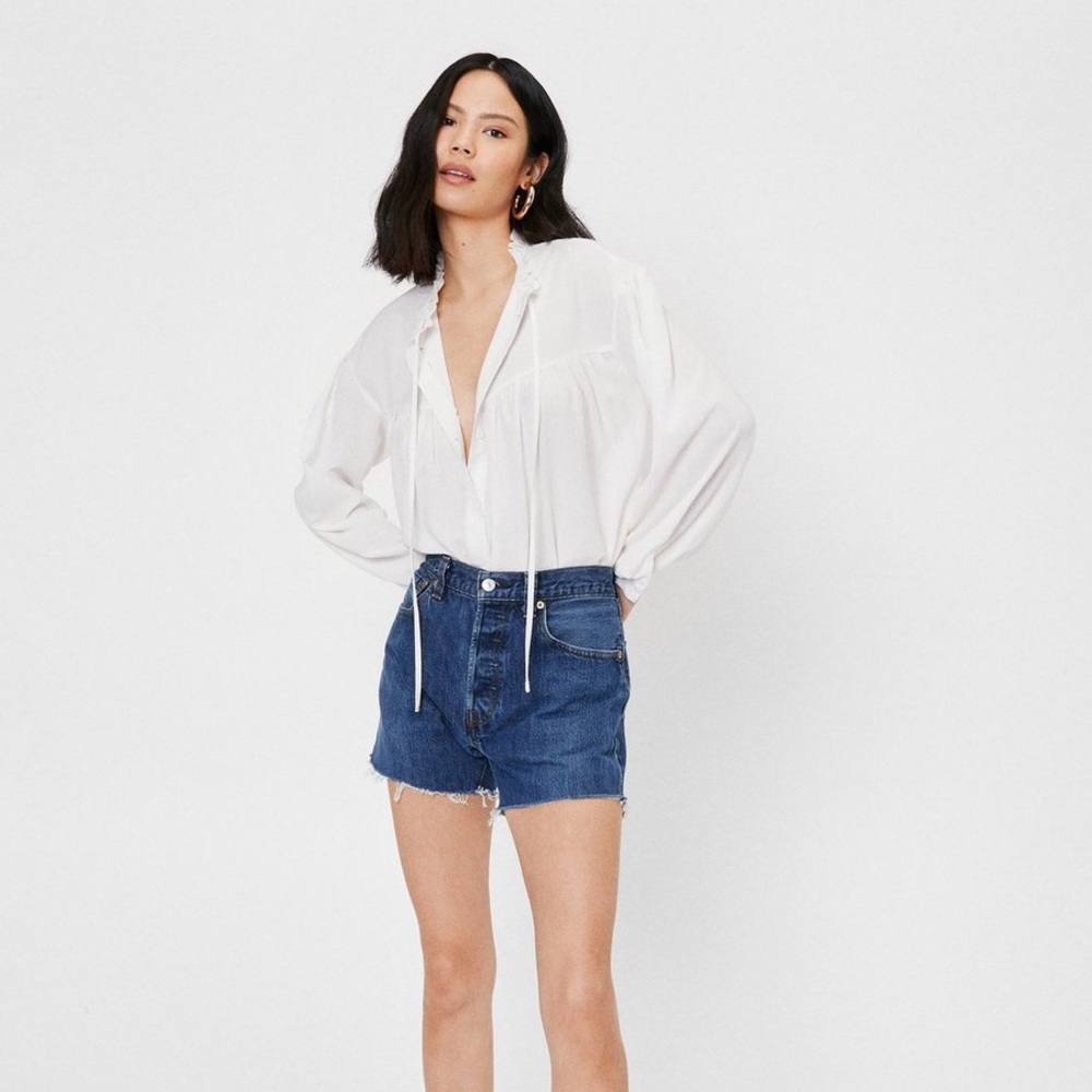 Chiffon High Neck Ruffle Blouse